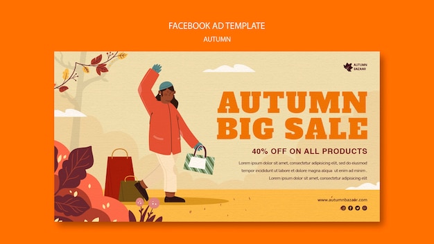 PSD flat design autumn sale template