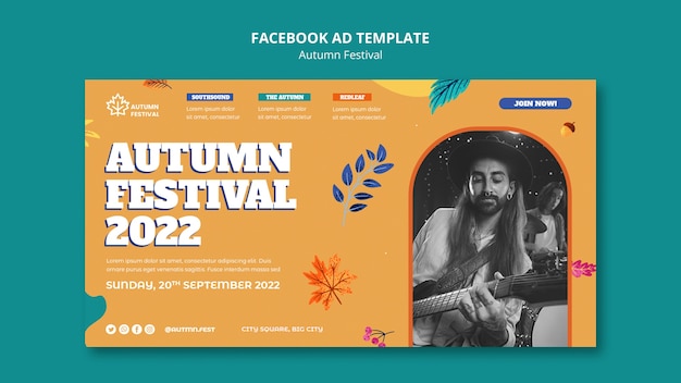 PSD flat design autumn season template