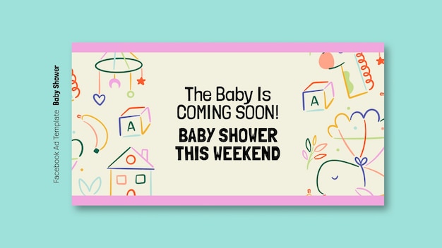 PSD flat design baby shower facebook sjabloon.