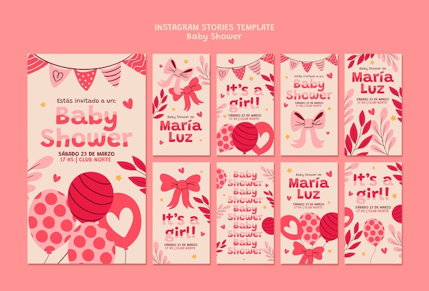 PSD flat design baby shower instagram verhalen.