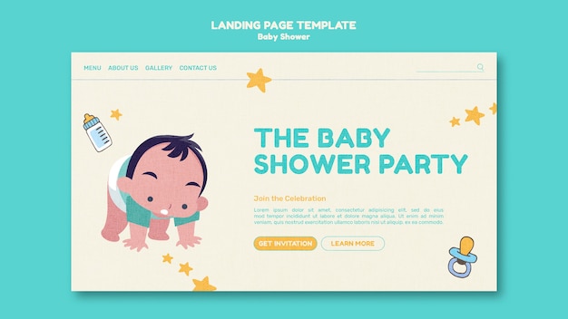 Flat design baby shower template landing page design