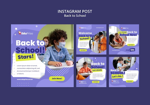 PSD flat design back to school template