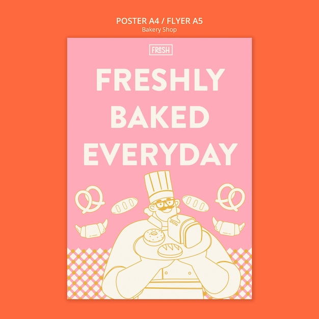 PSD flat design bakery template