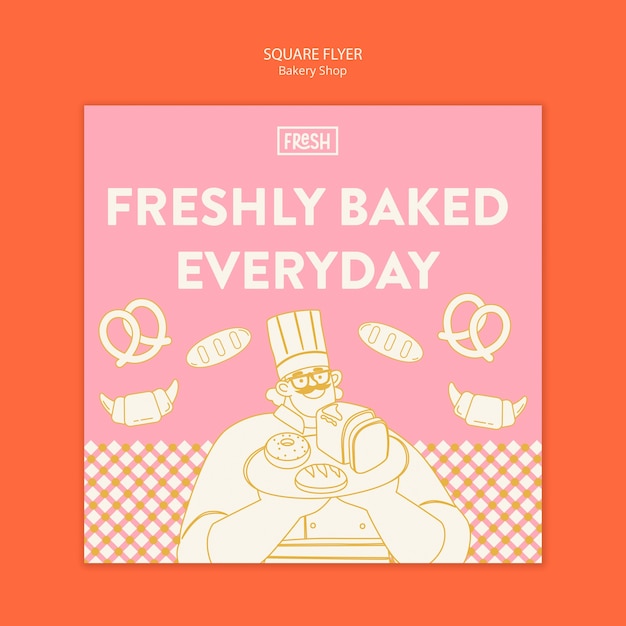 PSD flat design bakery template