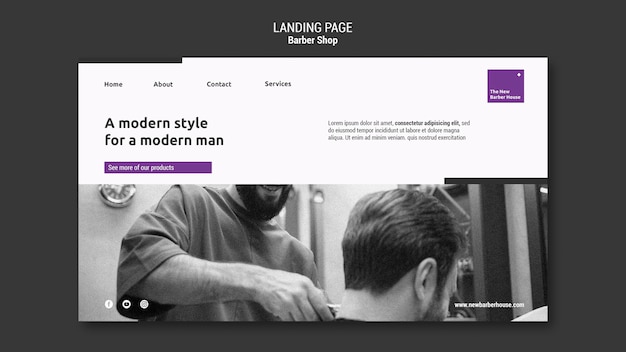 PSD flat design barbershop template