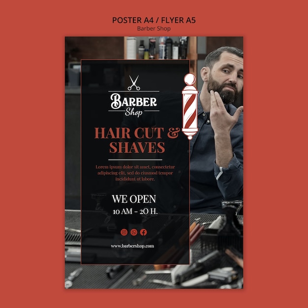 Flat design barbershop template