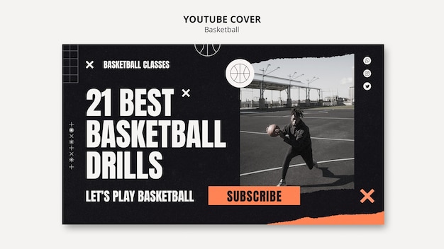 PSD flat design basketball design template