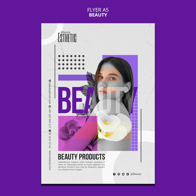 PSD flat design beauty concept  flyer template