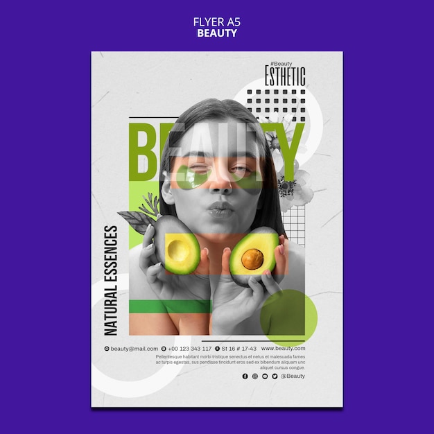 PSD flat design beauty concept  flyer template