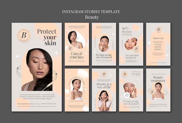 PSD flat design beauty instagram stories template