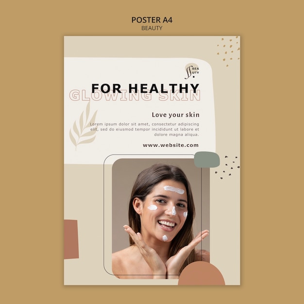 PSD flat design beauty poster template