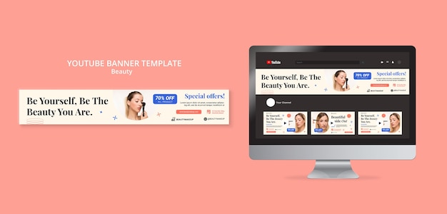 PSD フラットなデザインの美容製品のyoutubeバナー