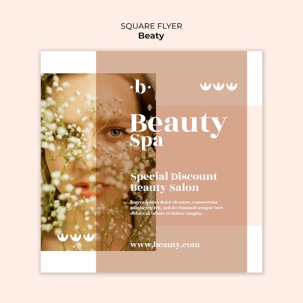 PSD flat design  beauty salon square flyer