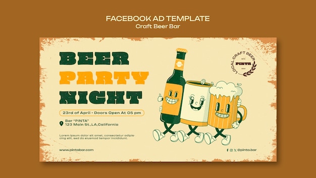 PSD flat design beer day facebook template