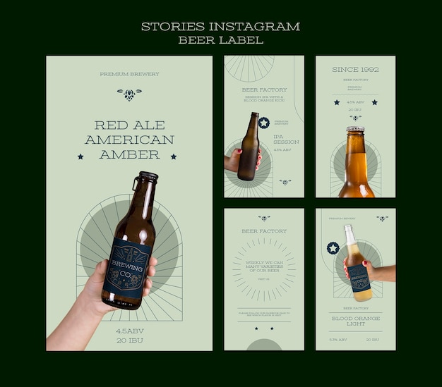Flat design beer label instagram stories