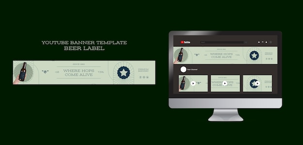 PSD flat design beer label youtube banner