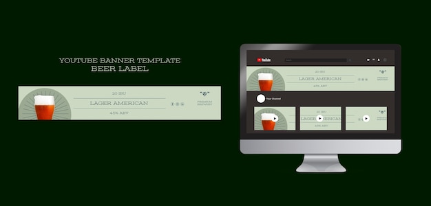 Flat design beer label youtube banner