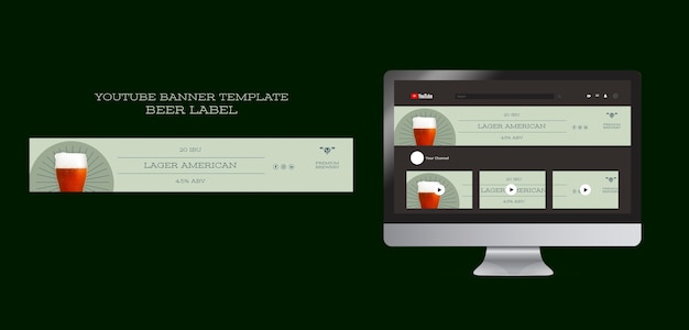 PSD flat design beer label youtube banner