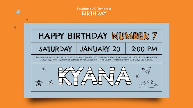 Flat design birthday celebration facebook template