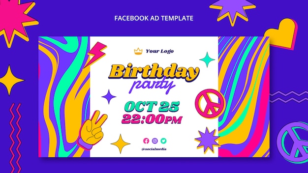 PSD flat design birthday template