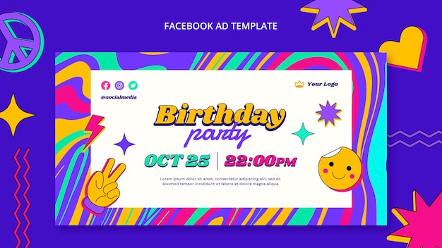 PSD flat design birthday template