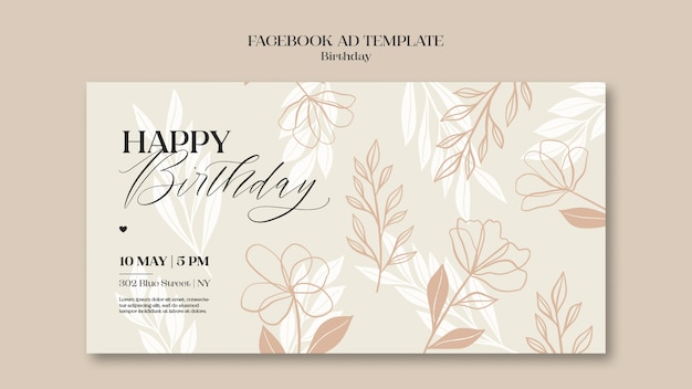 PSD flat design birthday template