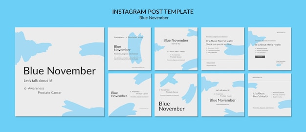 Flat design blå november-mal