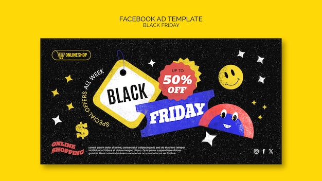 Flat design black friday facebook template