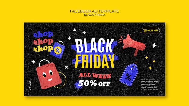 PSD flat design black friday facebook  template