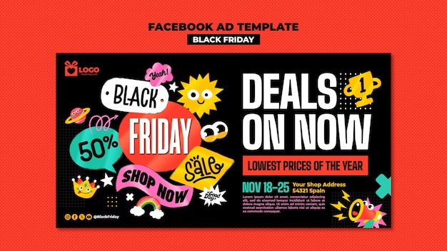 PSD flat design black friday sale facebook template