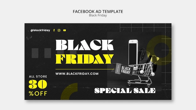 PSD flat design black friday template