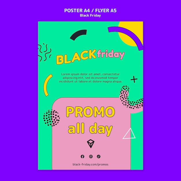 PSD flat design black friday template