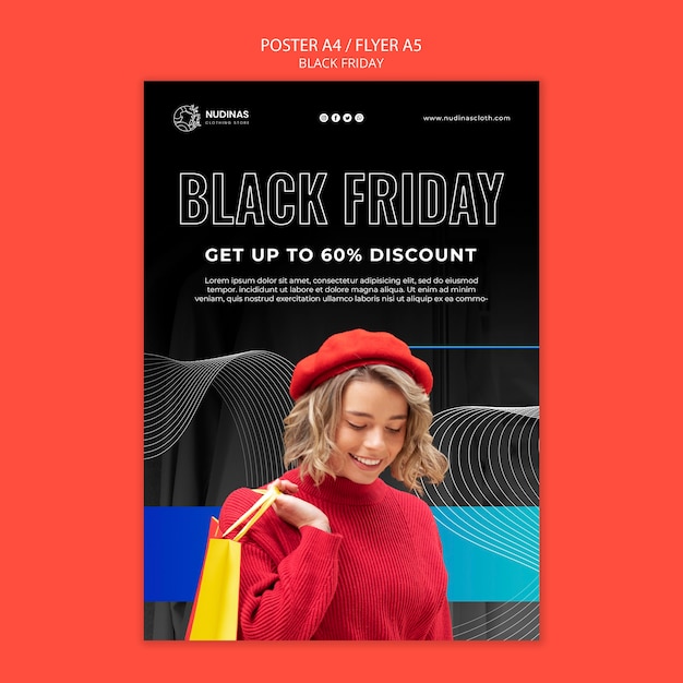 PSD flat design black friday template