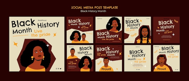 PSD flat design black history month template