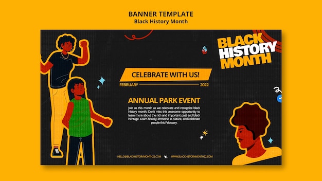 PSD flat design black history month template