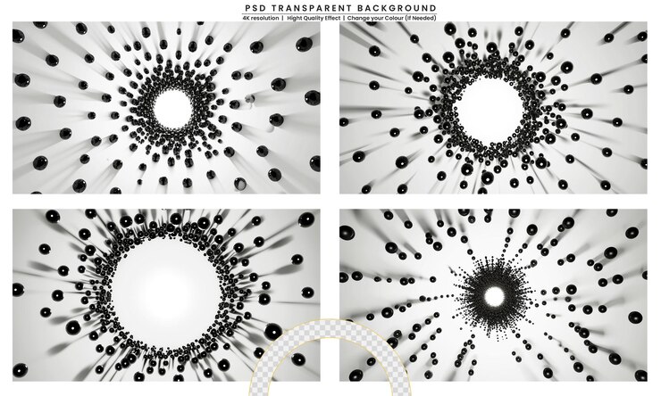 PSD flat design black and white halftone on transparent background