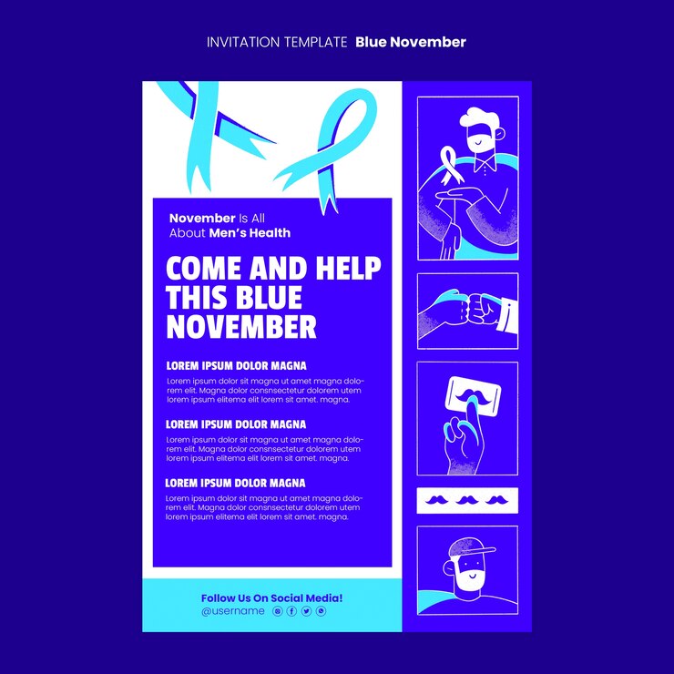 PSD flat design blue november  design template