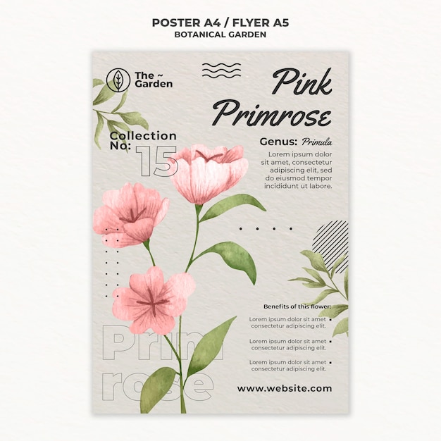 PSD flat design botanical garden template