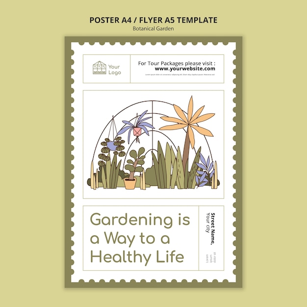 PSD flat design botanical garden template