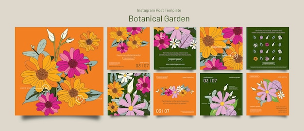 PSD flat design botanical garden template