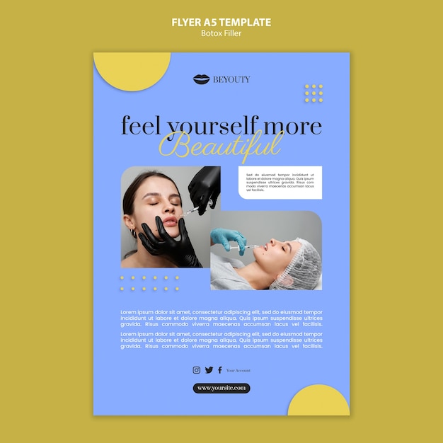 PSD flat design botox filler poster template