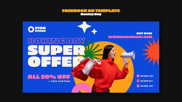 Flat design boxing day template