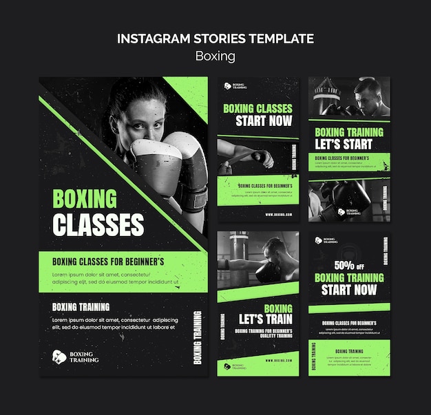 PSD flat design boxing template