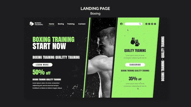 PSD flat design boxing template