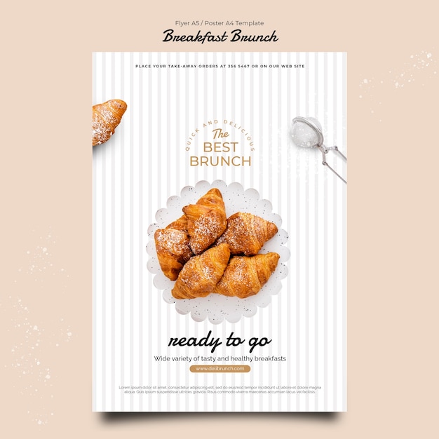 PSD flat design breakfast brunch template