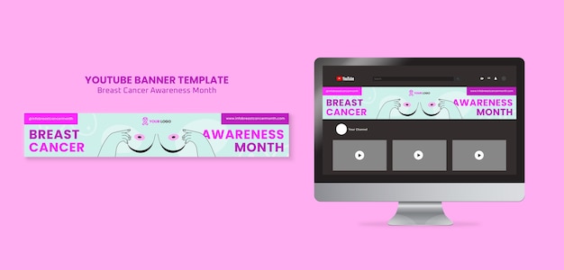 PSD flat design breast cancer awareness month template