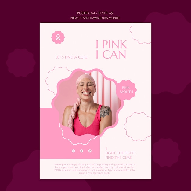 Flat design breast cancer template