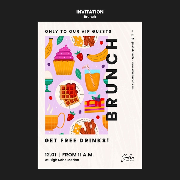 PSD flat design brunch template