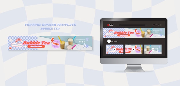 PSD flat design bubble tea template