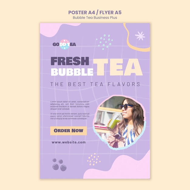 Flat design bubble tea template